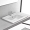 Drop In Bathroom Sink, White Ceramic, Rectangular